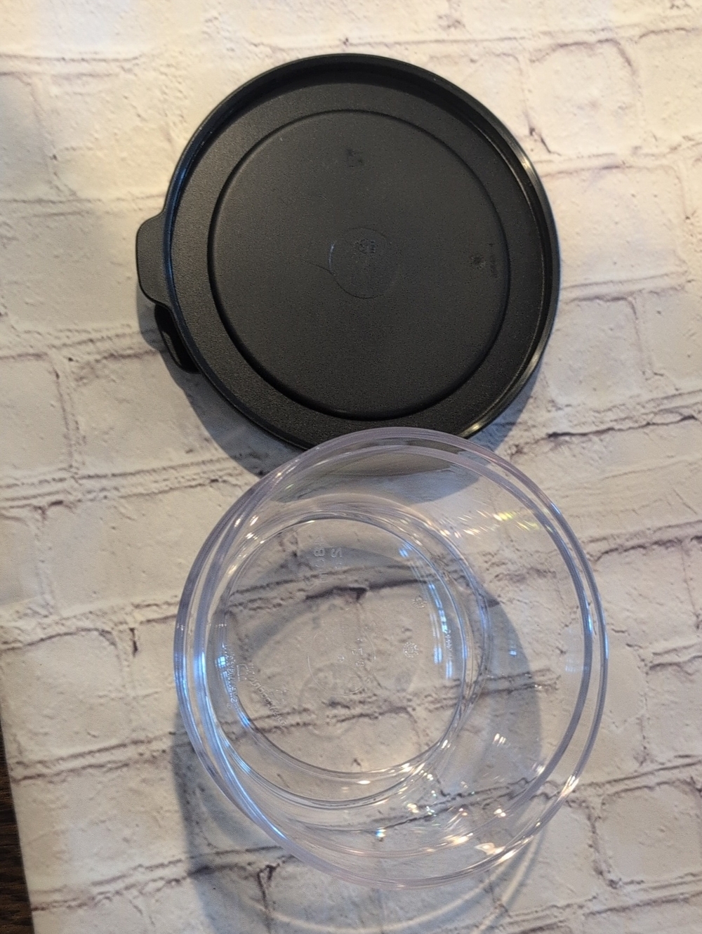 Tupperware Clear Plastic Food Storage Container with Black Lid - Home Kitchen